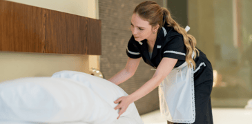 A young worker in a hotel