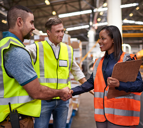 team of diverse warehouse workers