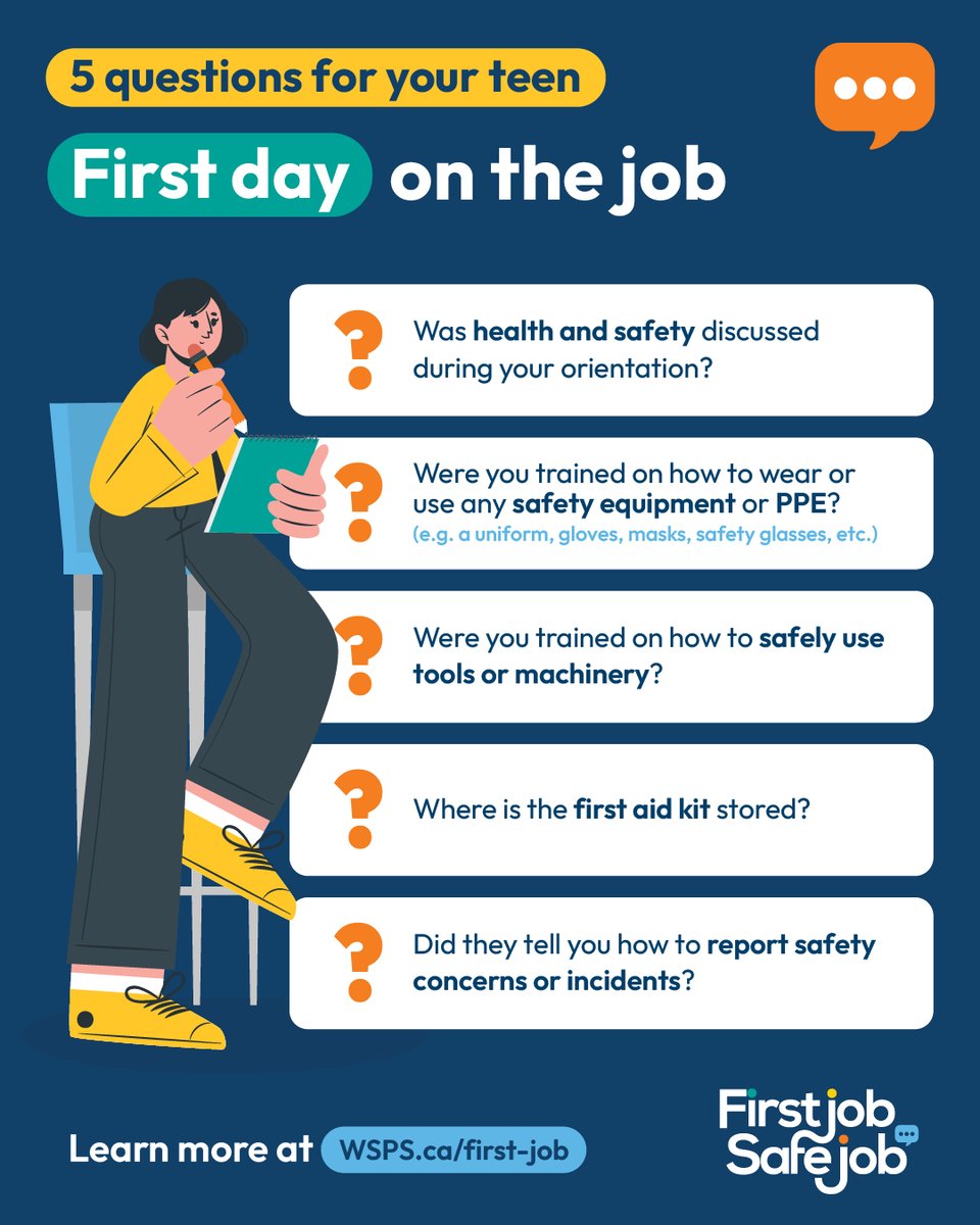 5 questions to ask your teen after their first day on the job infographic