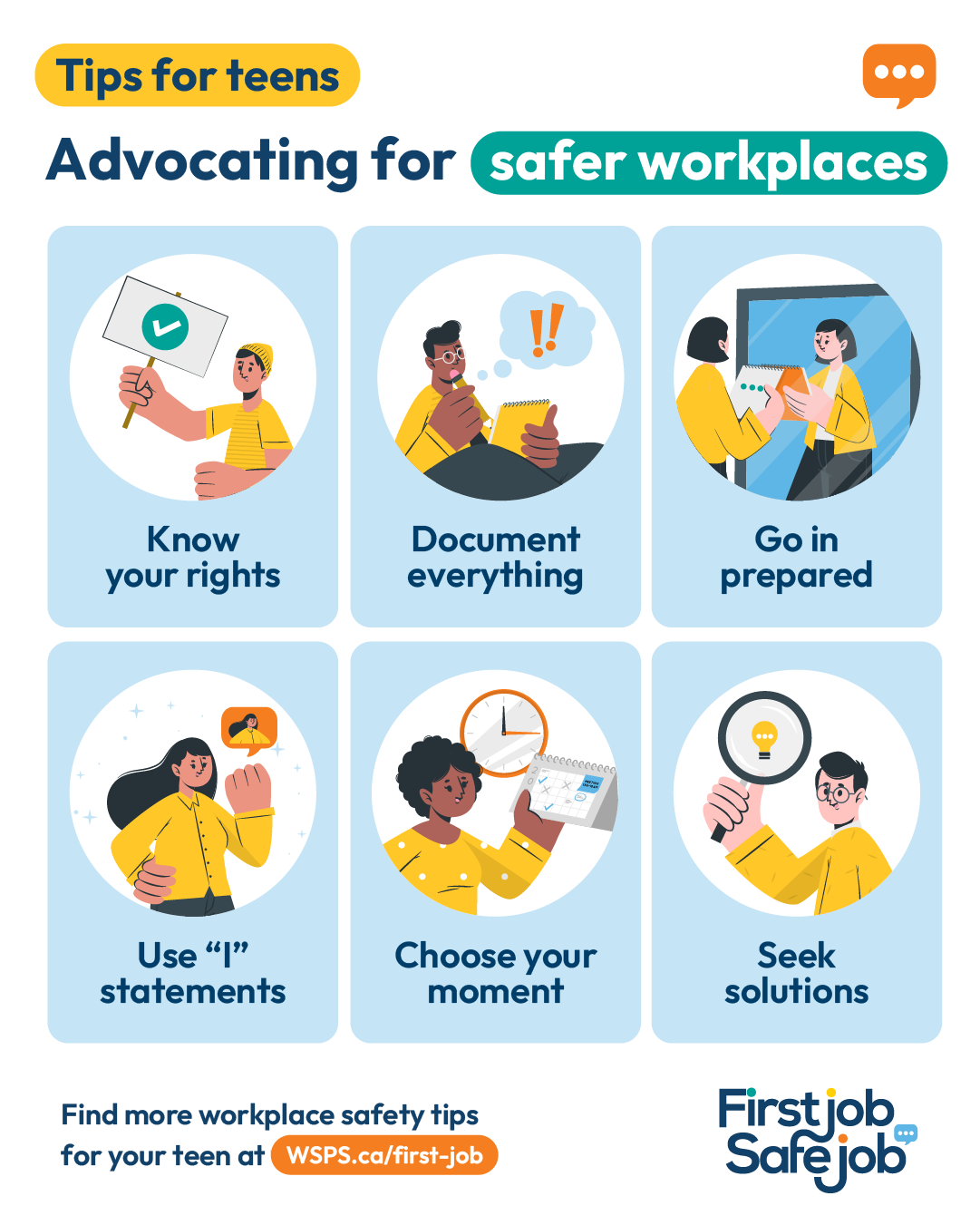 Tips for teens: Advocating for safer workplaces infographic