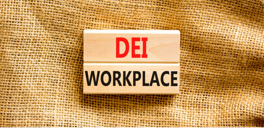 Image of two wooden blocks with DEI Workplace written on it