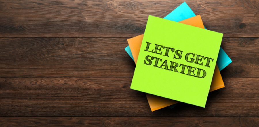 Image of post it notes saying lets get started